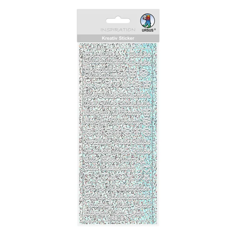 Hologramm Sticker "Grüße" silber
