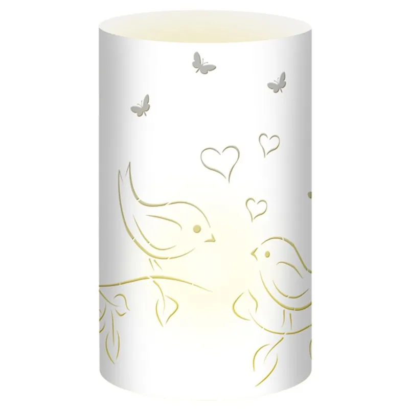 Silhouetten-Tischlichter "Filigrano" Vögel weiß - Motiv 16
