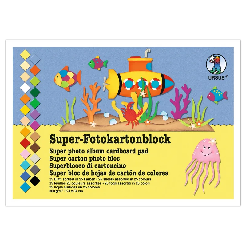 Super-Fotokartonblock 24 x 34 cm - 25 Blatt sortiert