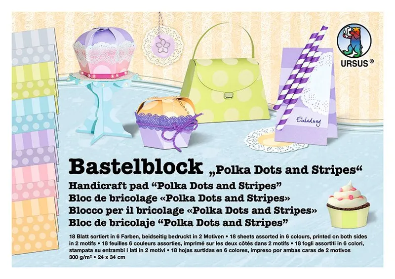 Bastelblock "Polka Dots & Stripes" 24 x 34 cm - 18 Blatt