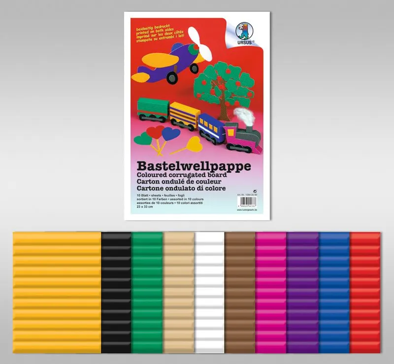 Bastelwellpappe 260 g/qm 50 x 70 cm - 10 Bogen sortiert
