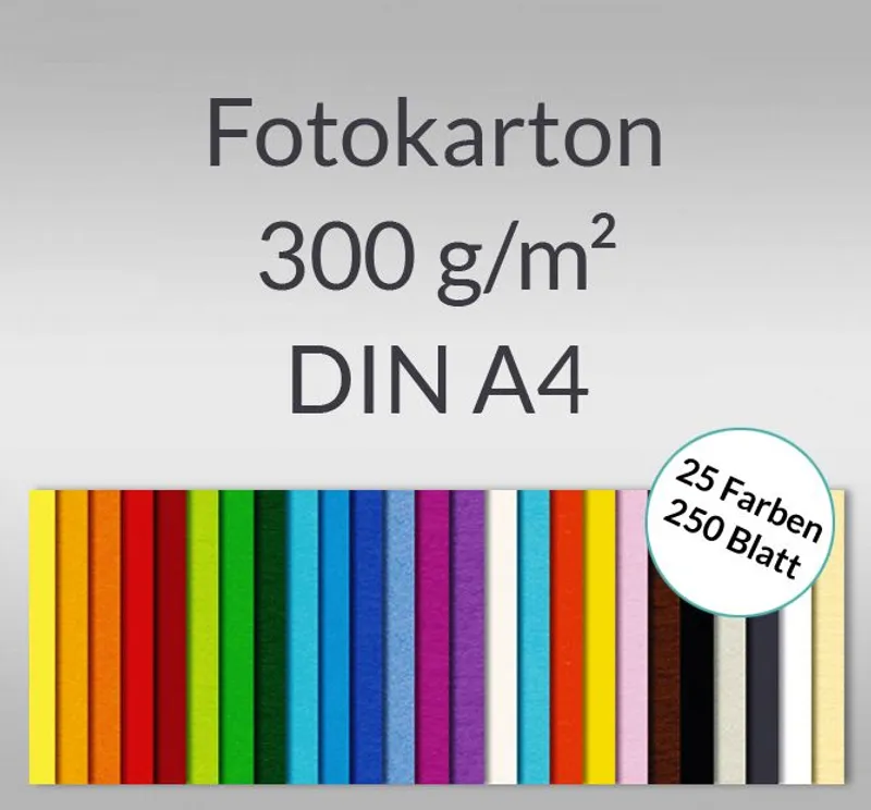 Fotokarton DIN A4 - 250 Blatt in 25 Farben