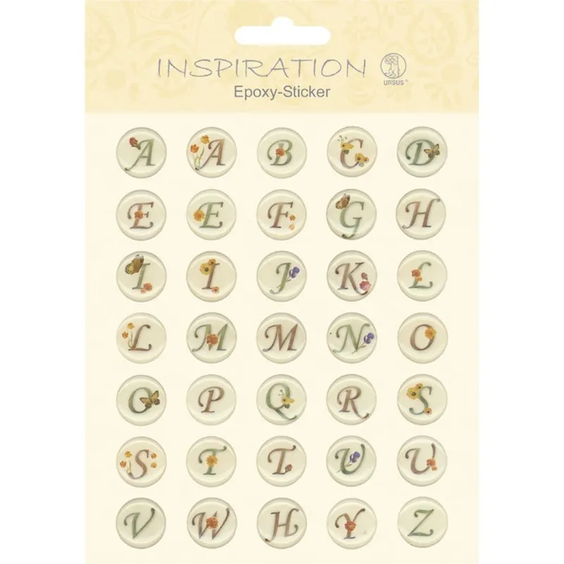 Epoxy Sticker "Schreibbuchstaben" Vintage