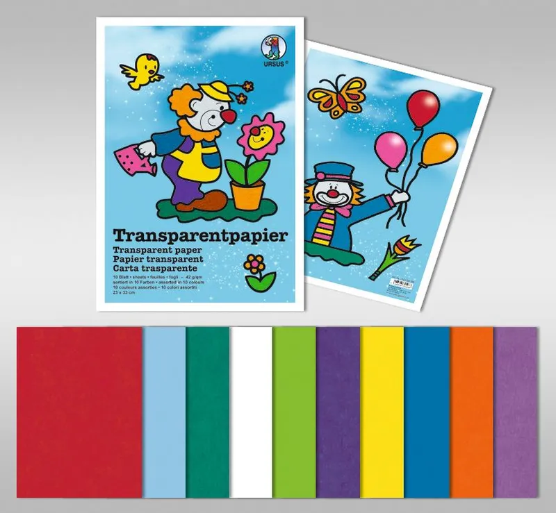 Transparentpapier (Drachenpapier) 42 g/qm 70 x 100 cm - 25 Bogen in 4 Farben