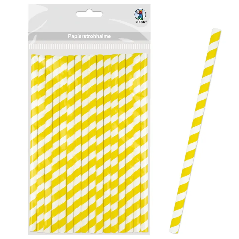 Papierstrohhalme "Streifen" mittel ø 0,8 cm - 16 Stück