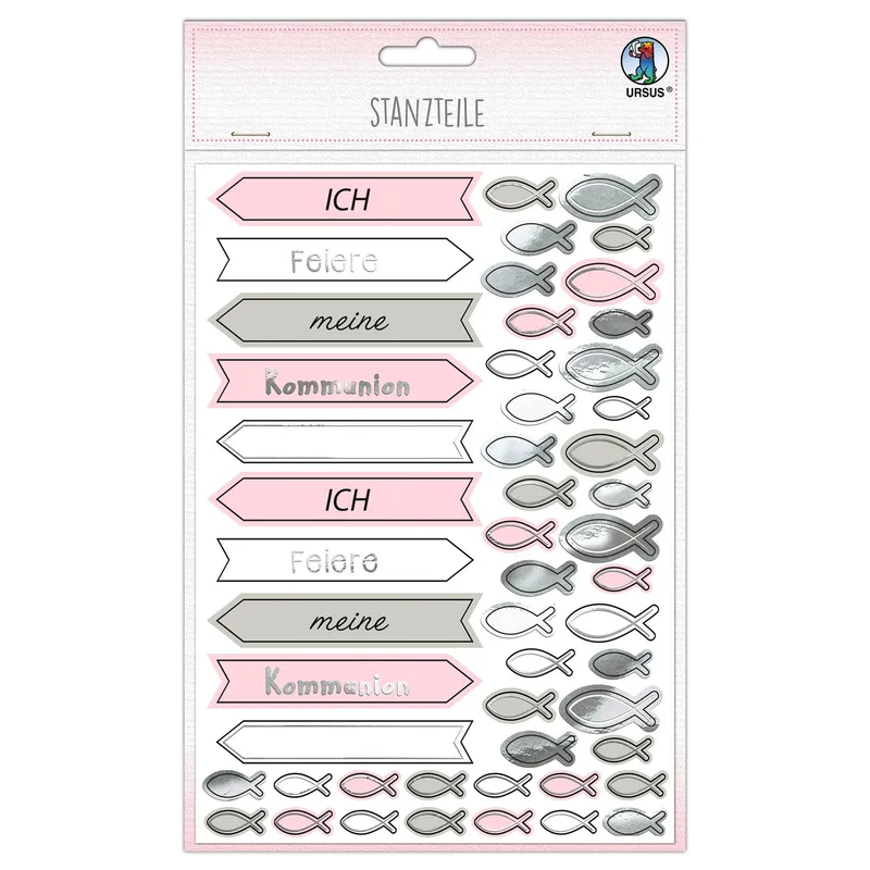 Stanzteile "Meine Kommunion", 312 Stanzteile, rosa/taupe