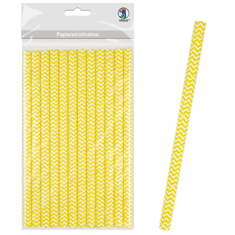 Papierstrohhalme "Chevron" groß ø 1 cm - 12 Stück