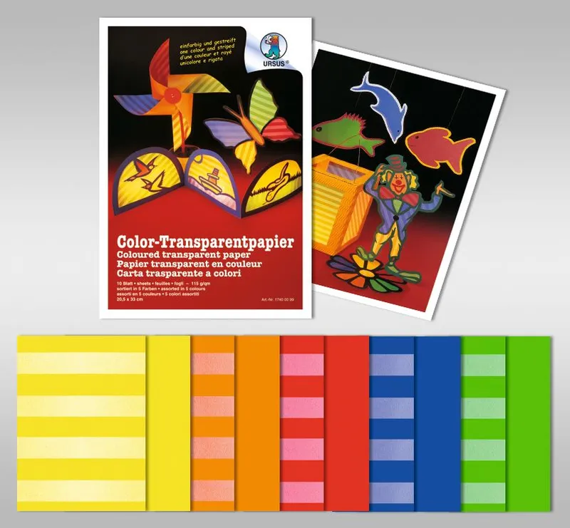 Color-Transparentpapier 20,5 x 33 cm - 10 Blatt sortiert