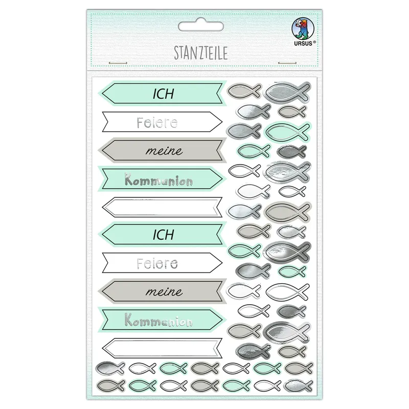 Stanzteile "Meine Kommunion", 312 Stanzteile, mint/taupe