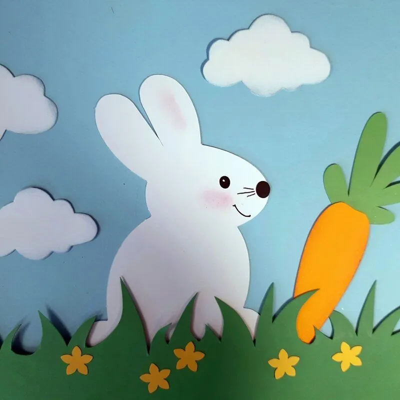 Weißer Haste für die Osterzeit aus Bastelpapier.