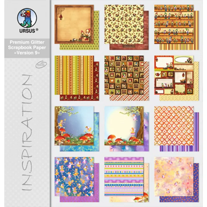 Scrapbooking Papier Block "Version 9" - 12 Blatt sortiert