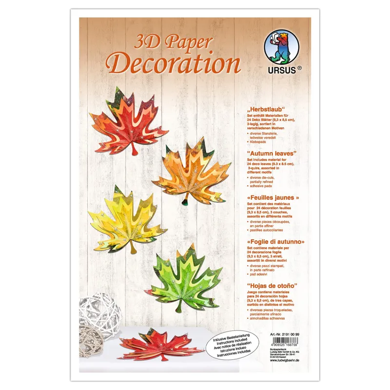 3D Paper Decoration "Herbstlaub"