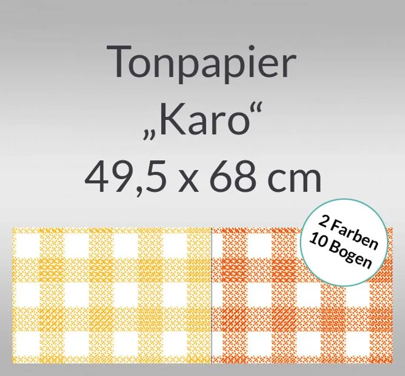Karo-Tonzeichenpapier 130 g/qm 49,5 x 68 cm - 10 Bogen sortiert