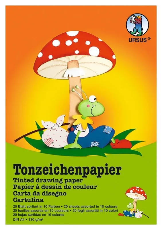 Tonzeichenpapierblock 130 g/qm DIN A3 - 10 Blatt sortiert