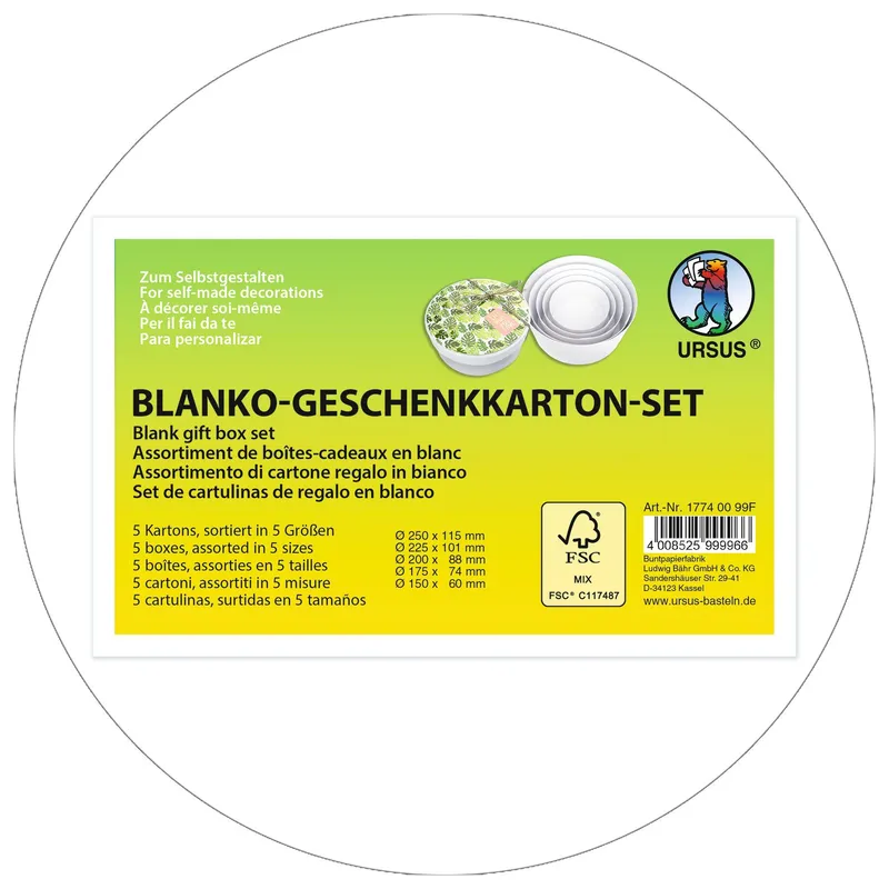 Blanko-Geschenkkarton-Set "maxi" rund