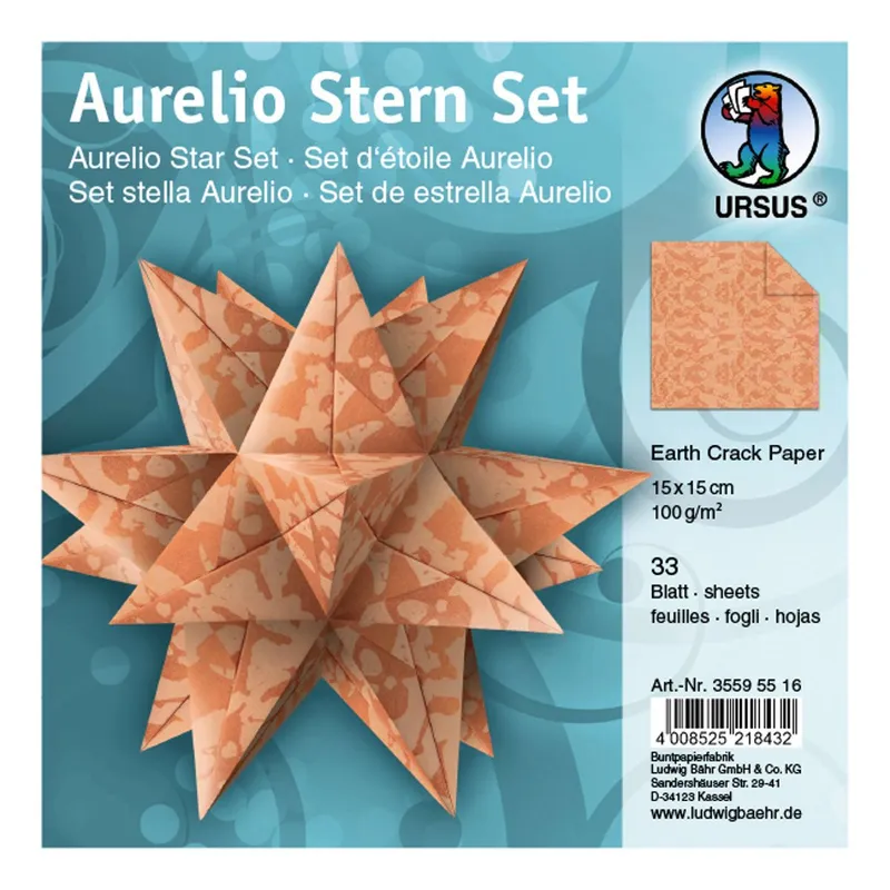 Faltblätter Aurelio-Stern "Earth Crack Paper" apricot 15 x 15 cm