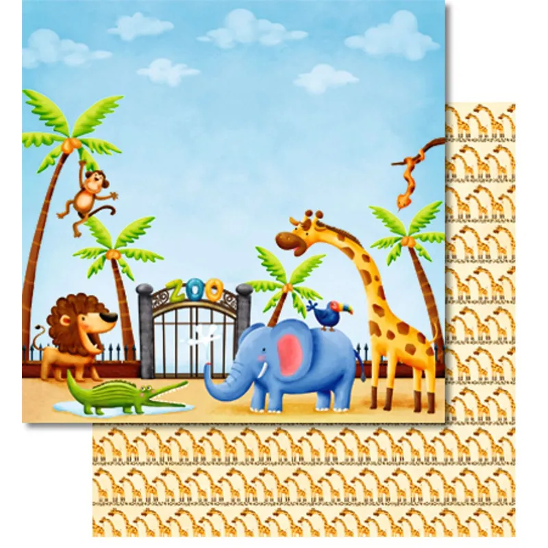 Scrapbooking Papier "Zoo" - 5 Blatt