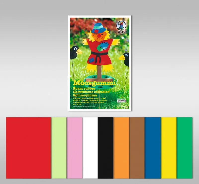 Moosgummi 2 mm 20 x 30 cm - 20 Blatt sortiert