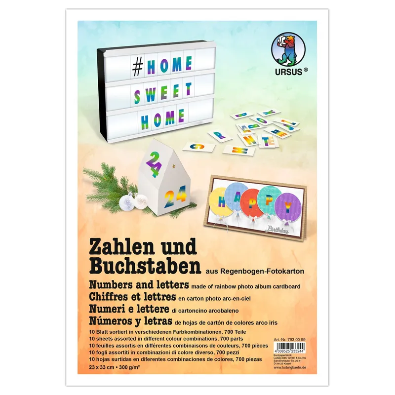 Kombi-Block "Buchstaben, Zahlen Regenbogen" 23 x 33 cm - 30 Blatt kombiniert