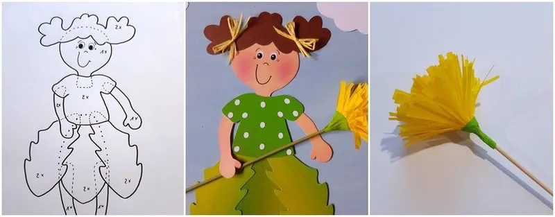 Vorlagebogen und Fensterbild Löwenzahn