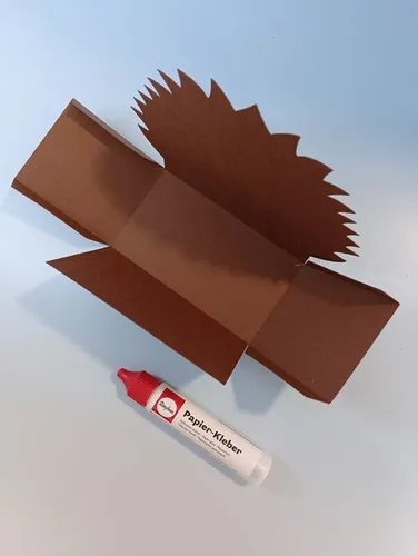 Eine Schachtel mit einem Igel wird gefaltet