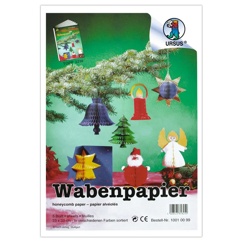 Wabenpapier "Weihnachtsmotiv" 23 x 33 cm - 5 Blatt