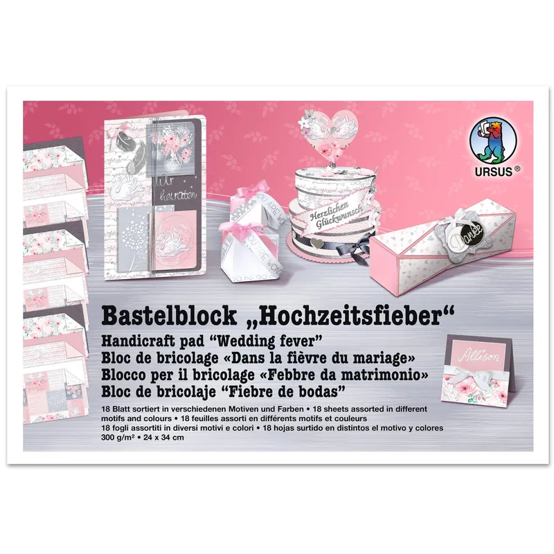 Bastelblock "Hochzeitsfieber" 24 x 34 cm - 18 Blatt