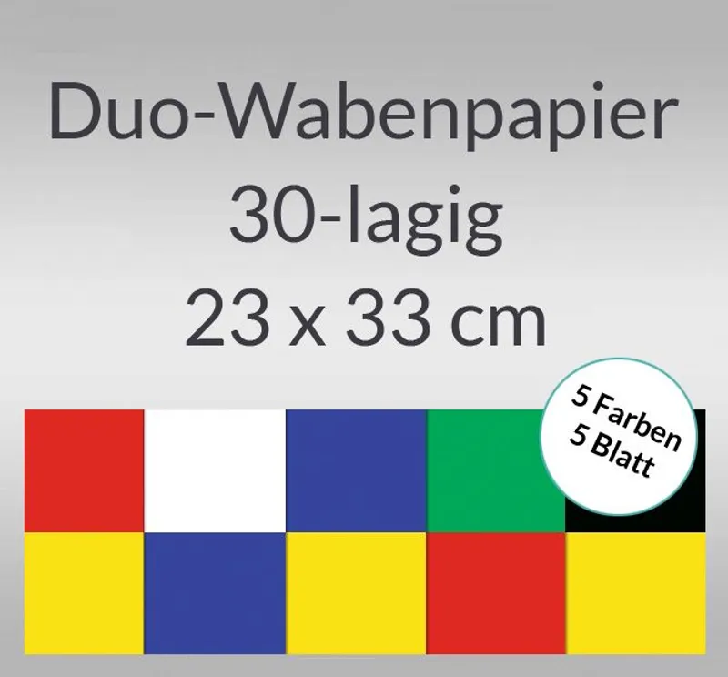 Duo-Wabenpapier 23 x 33 cm - 5 Blatt sortiert
