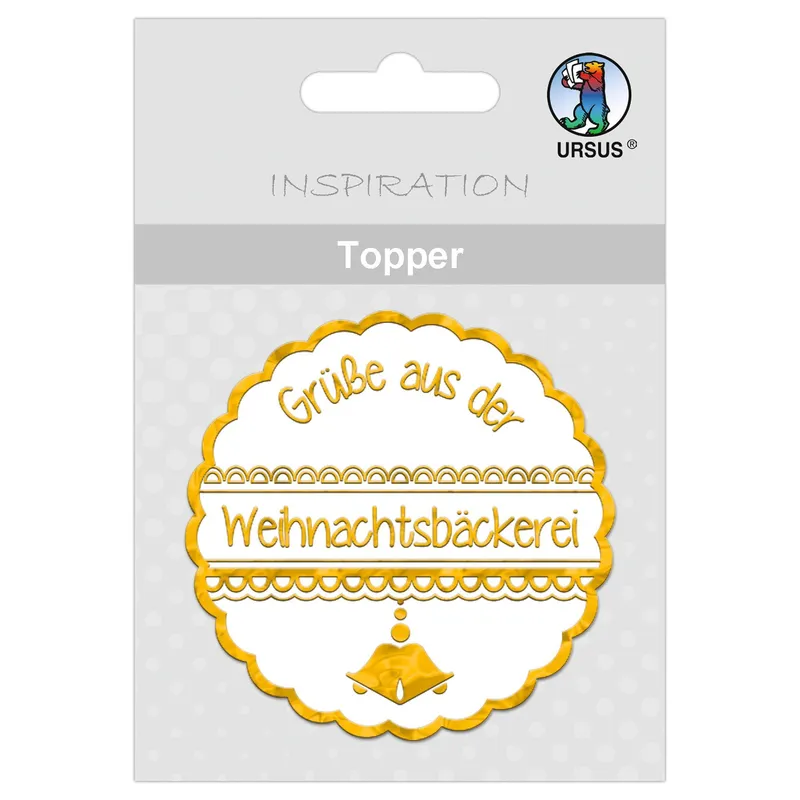 Topper "Grüße aus der Weihnachtsbäckerei" weiß/gold - Motiv 31