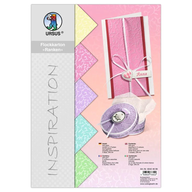 Flockkarton "Ranken" DIN A4 - 5 Blatt