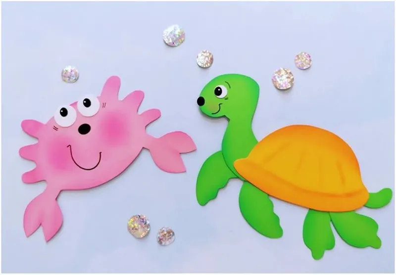 krebs und Schildkröte aus Bastelpapier