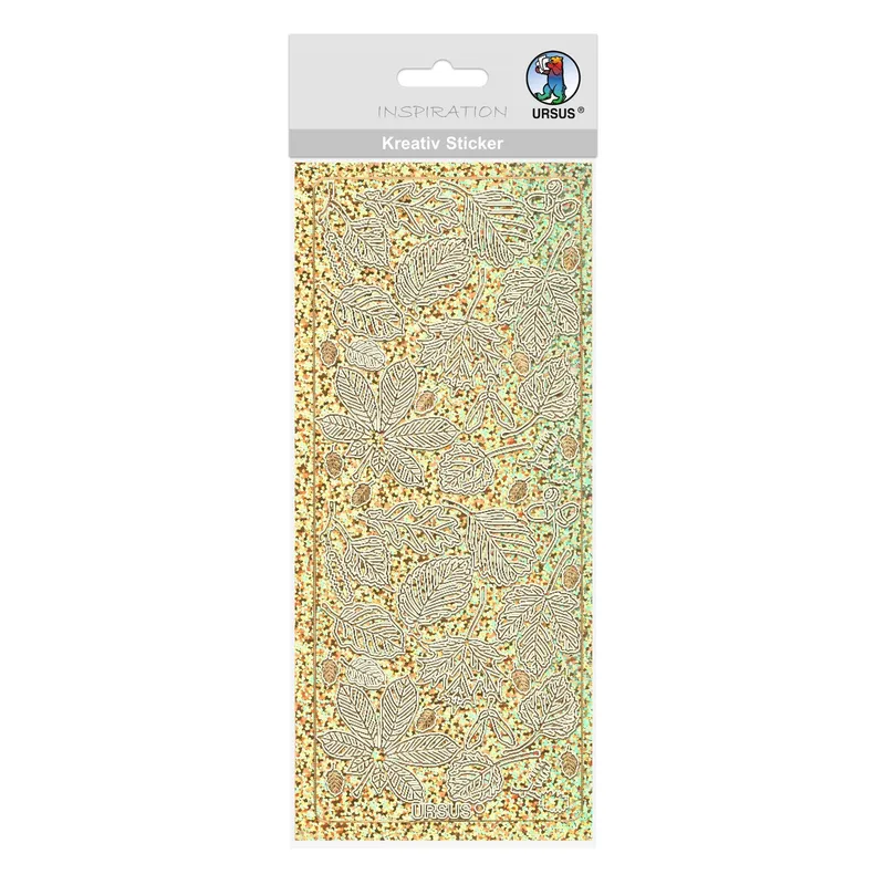 Hologramm Sticker "Herbstlaub" gold