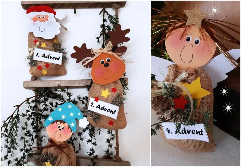 Jute-Säckchen für die Adventssonntage