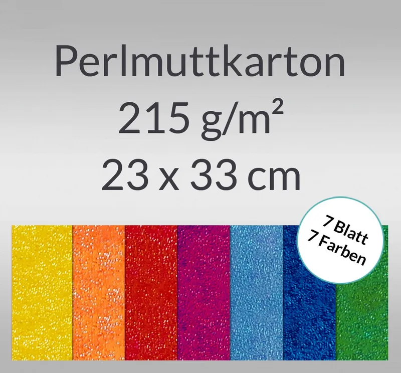 Pearlmuttkarton 23 x 33 cm - 7 Blatt sortiert