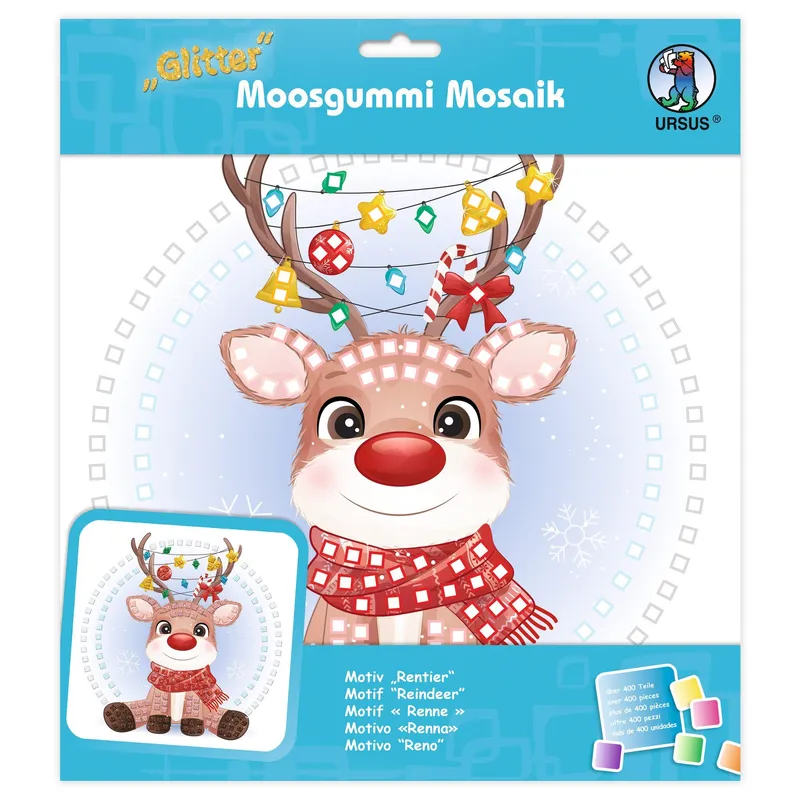 Moosgummi-Mosaik "Glitter" Rentier