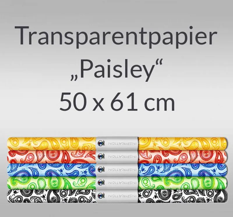 Transparentpapier "Paisley" 50 x 61 cm - 5 Rollen sortiert