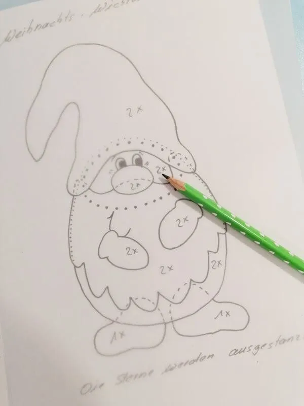 Vorlagebogen vom Weihnachtswichtel