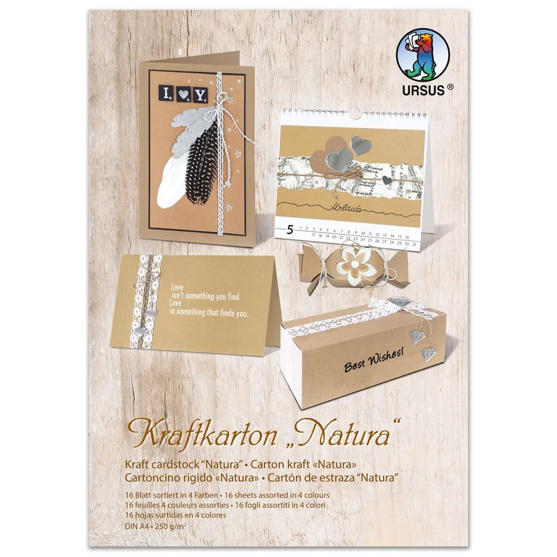 Kraftkarton "Natura" - 16 Blatt sortiert