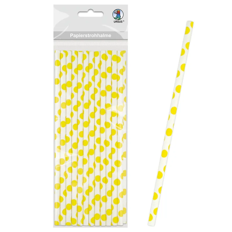 Papierstrohhalme "Punkte" klein ø 0,6 cm - 24 Stück