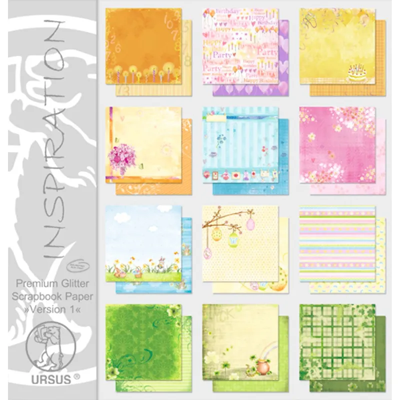 Scrapbooking Papier Block "Version 1" - 12 Blatt sortiert