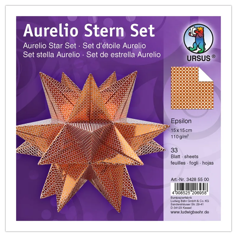 Faltblätter Aurelio-Stern "Epsilon" 15 x 15 cm