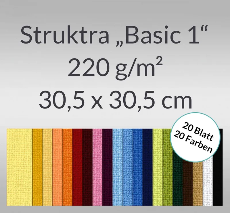 Scrapbooking Papier Block "Struktura Basic 1" - 20 Blatt sortiert