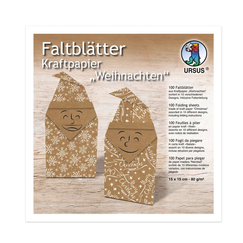 Faltblätter Kraftpapier Weihnachten, 100 Blatt