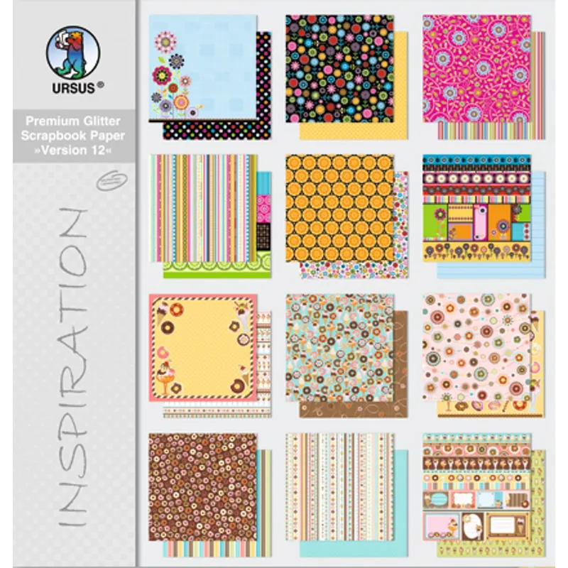 Scrapbooking Papier Block "Version 12" - 12 Blatt sortiert
