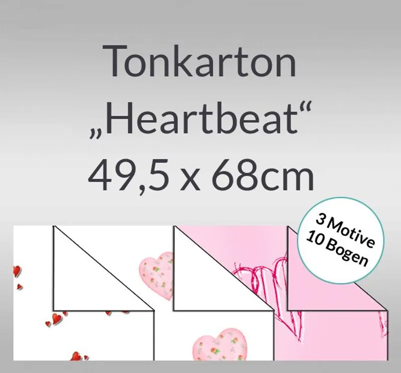 Tonkarton "Heartbeat" 220 g/qm 49,5 x 68 cm - 10 Bogen sortiert