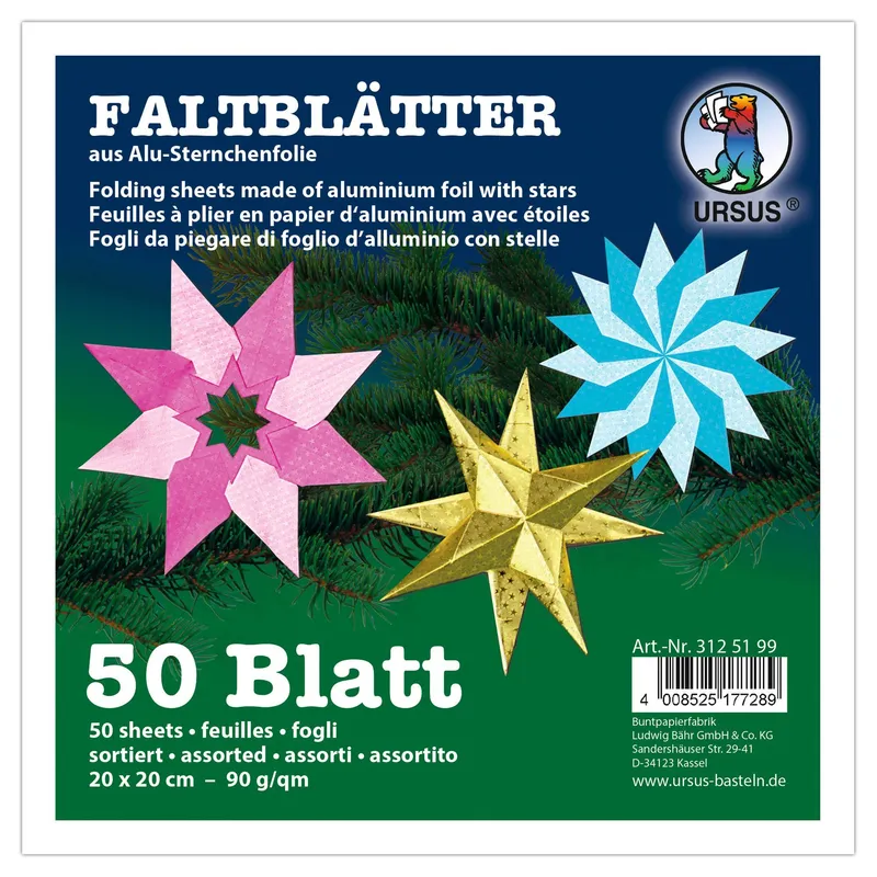 Alu-Sternchen-Faltblätter 90 g/qm