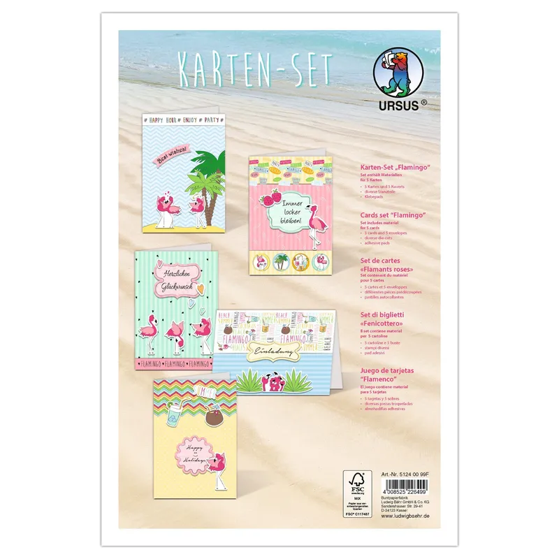 Karten-Set Flamingo Motiven