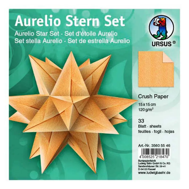 Faltblätter Aurelio-Stern "Crush paper" lachs 15 x 15 cm