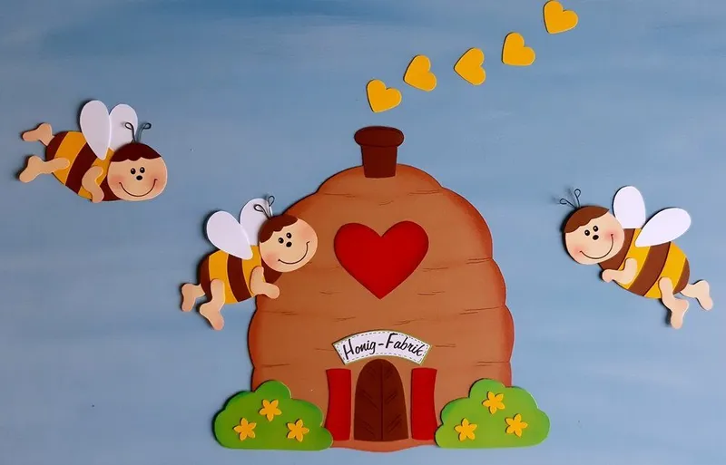 Bienenhaus und Bienen aus Papier