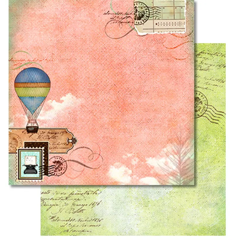 Scrapbooking Papier "Hot-air balloon" - 5 Blatt